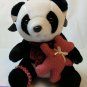 Logo Bear 1985 Black/White Panda Bear Plush Stuffed Animal w/ Teddy, Hat