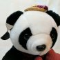Logo Bear 1985 Black/White Panda Bear Plush Stuffed Animal w/ Teddy, Hat