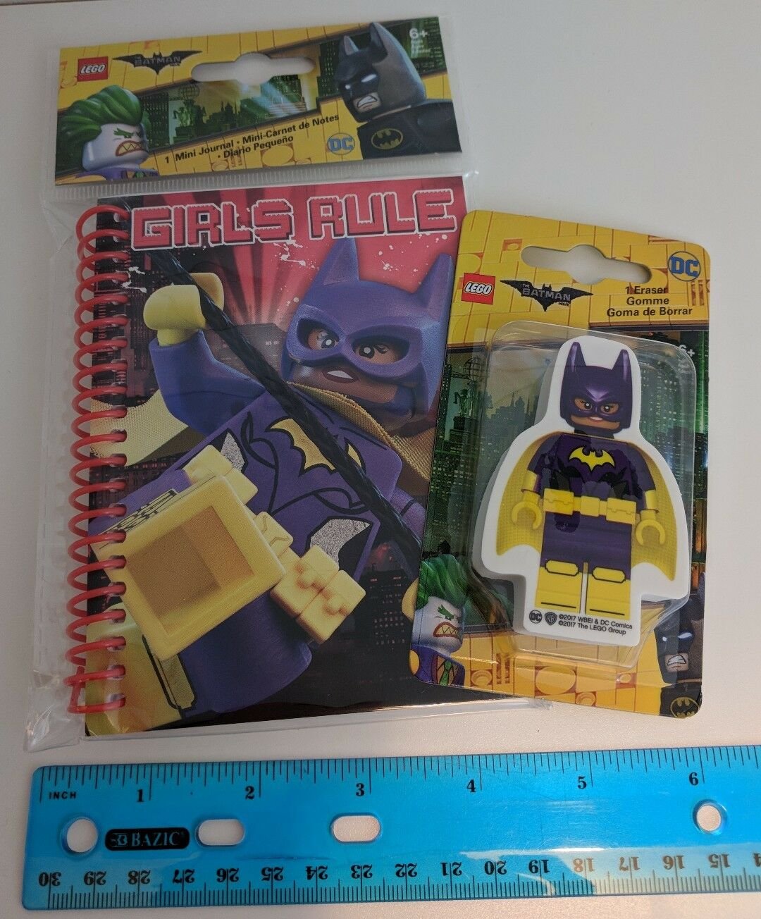 DC Comics Lego Batman Movie Batgirl Mini Journal & Eraser NEW Stocking Stuffer
