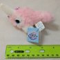 Applause Narwhal Mini Plush Keychain 3" Shaggy Lite Pink/White Very Soft! NWT