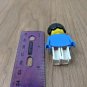 Lego Mini Figure 2" Large Head, Child, Black Hair, Blue & White Body