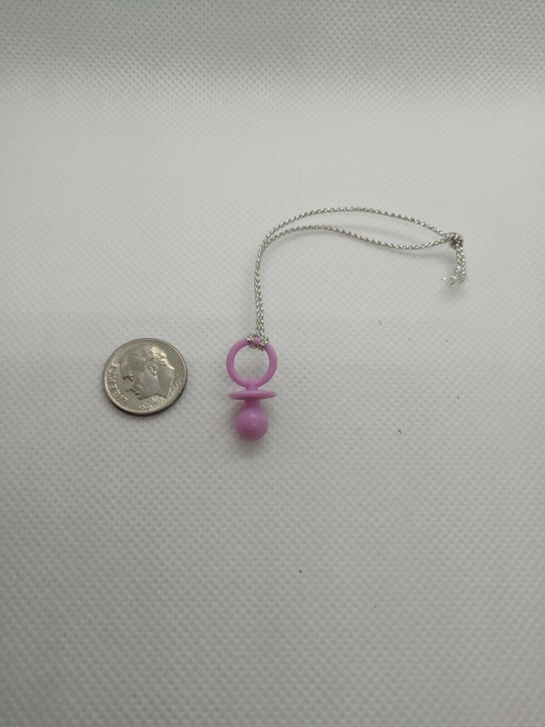 Doll Accessory Magenta Pacifier on Silver String Necklace