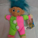 Ace Novelty 1991 Troll Doll 8" Plush Turquoise Hair Neon Pink/Chartreuse Body