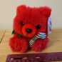 JANGLES THE RED CHRISTMAS BEAR Plush Puffkins Original Swibco w/ creased tag