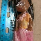 Black AA 4" Girl Doll, Pink & Orange Princess Dress w/ Shoes New