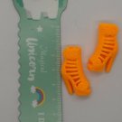 Fashion Doll Shoes Pair of Orange High Heel w/ Straps & Floral Accents, Curved