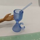 11.5"  Fashion Doll Clear Blue Plastic Drink w/ Straw, fits Barbie NO DOLL