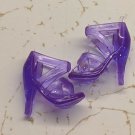 12" Curved Foot Doll Pair of Clear Purple X-Strap Shoes *Buy 5+ Free US Ship*