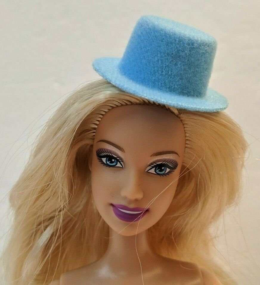 Lite Blue Craft Doll Hat 7/8" Hole, 1 5/8" Brim, 3/4" Tall **HAT ONLY, NO DOLL**