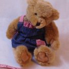 Bear Works 6" Seated Plush Bear Wearing Denim Jumper, Stuffed Animal Teddy