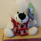 Animal Adventure White Teddy Bear Red Knit Scarf 7" Plush Stuffed Animal w/ Tag