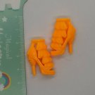 Fashion Doll Shoes Pair of Orange High Heels w/ Ruffle Cascade for Curved Foot