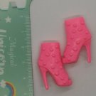 Fashion Doll Shoes Pair of Pink High Heel Boots w/ Bumpy Texture, Open Toes