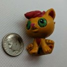 Plastic Cat Kitten Figurine Doll Pet 1.5" Tall Tan & Red Sitting Kitty