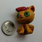 Plastic Cat Kitten Figurine Doll Pet 1.5" Tall Tan & Red Sitting Kitty