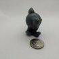 Plastic Cat Kitten Figurine Doll Pet 1.5" Tall Gray Kitty Green Eyes