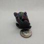 Plastic Cat Kitten Figurine Doll Pet 1.5" Tall Gray Kitty Green Eyes