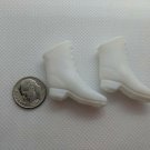 Fashion Doll Pair of Shoes White Ice Skates Missing Blades forCurved Foot Barbie