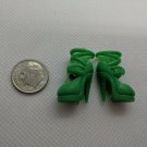 Barbie Fashion Doll Pair of Green Strappy Sandals Heels Shoes fit Curved Foot