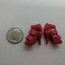 Barbie Fashion Doll Pair of Red Studded Sandals Heels Shoes fit Curved Foot