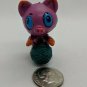 Plastic Cat Kitten Figurine Doll Pet 1.5" Tall Purple/Orange Kitty w/ Yarnball