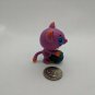 Plastic Cat Kitten Figurine Doll Pet 1.5" Tall Purple/Orange Kitty w/ Yarnball