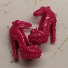 12" Curved Foot Doll Pair of Dark Pink High Heel Shoes *Buy 5+ Free US Ship*