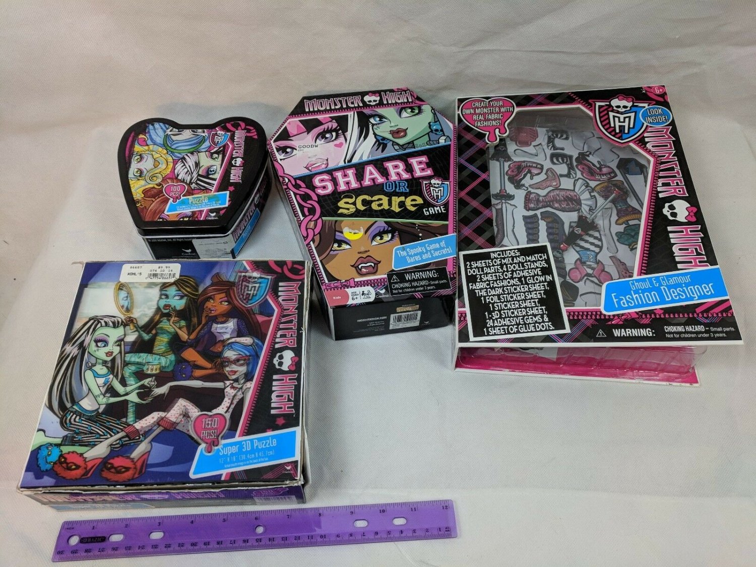 Monster High Game, Puzzle, Paper Doll Lot Played With Kid's Activities