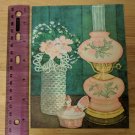 Blank Note Cards Lot of 10 Pink Glass Globe Floral Hurricane Lamp, Chicken Dish