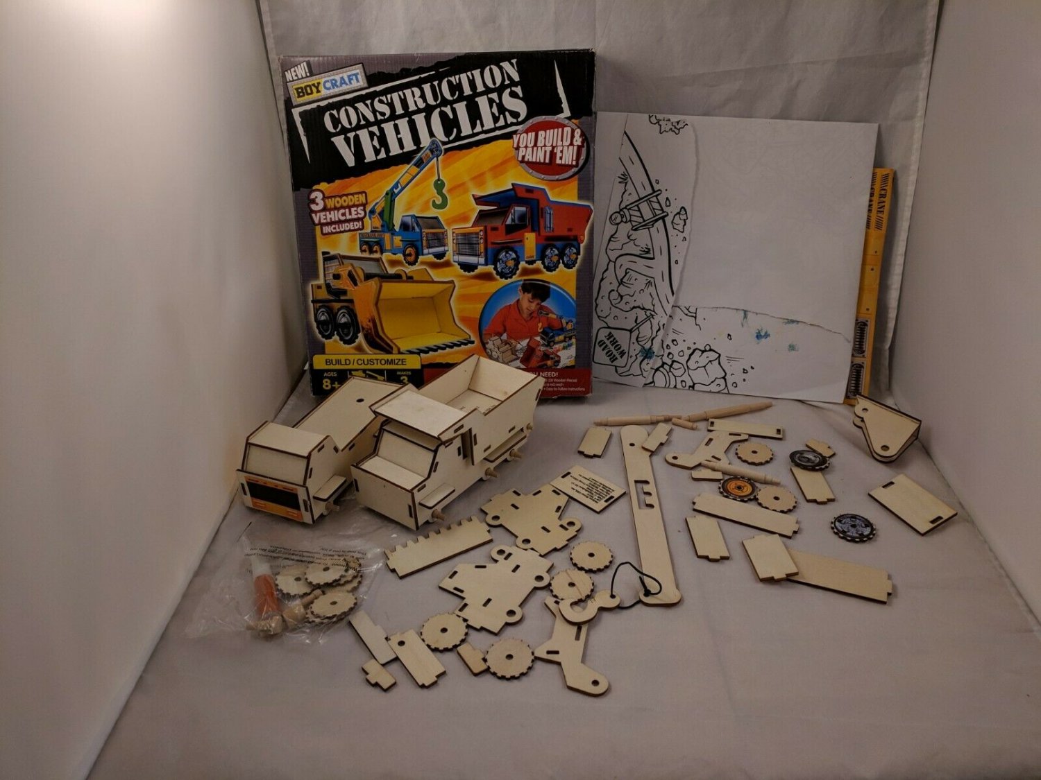 Boy Craft Construction Vehicles Building Set 3 Vehicles As-Is Partial Assembled