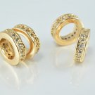 12mm Roundel 18k Gold Filled Micro Pave Beads with Clear CZ Cubic Zirconia GFM11G