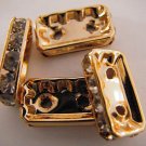 15x7x4mm Gold Filled 2 lines Rhinestone Rectangle Spacers Beads