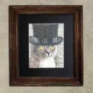 Steampunk Cat - Dictionary Art: Au Courant Steampunk Tabby Cat in Top Hat