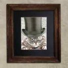 Steampunk Cat - Dictionary Art: Distinguished Striped Tabby Cat in Top Hat