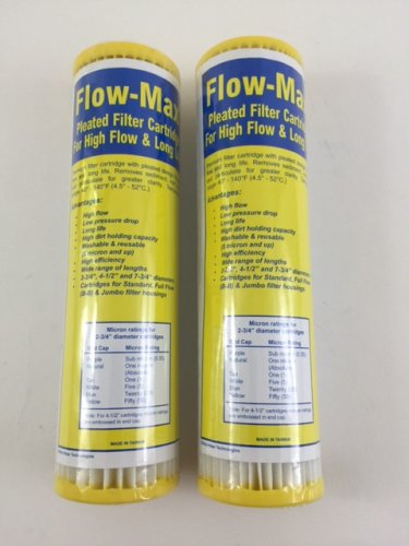 New Watts Flow-Max 50 Absolute Micron Pleated Filter 9.75" x 2.5" Remove Cyst FM-50-975 Pack of 2