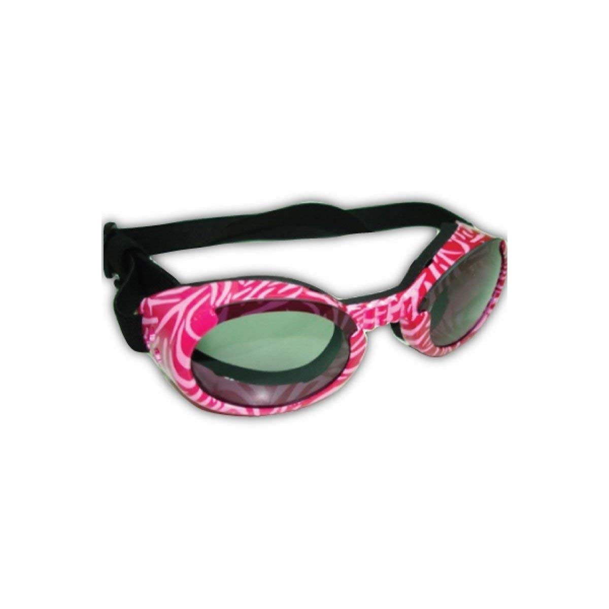 Doggles ILS Sunglass, X-Small, Pink Zebra Frame/Smoke Lens