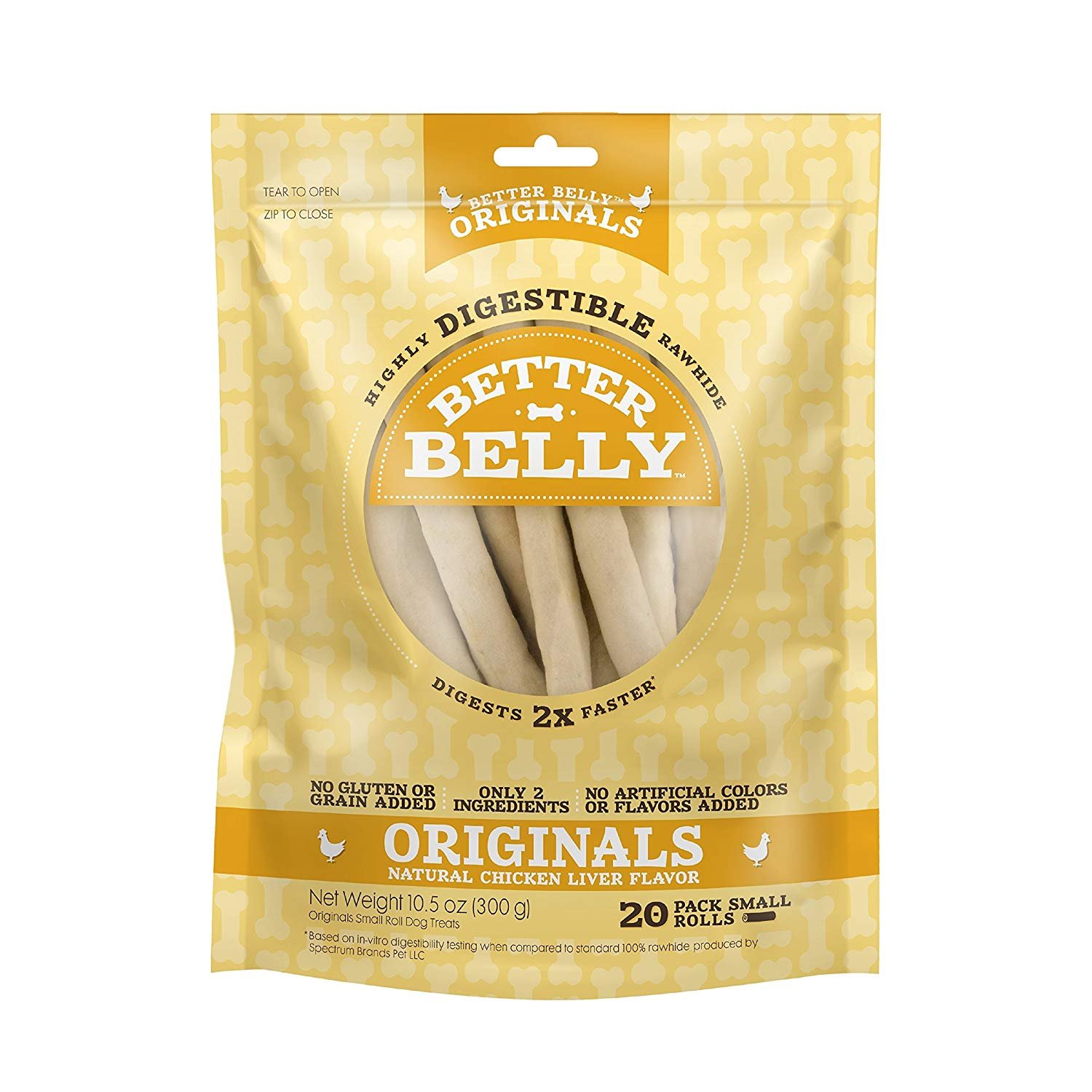 Better Belly Digestable Chicken Liver Small Rawhide Rolls
