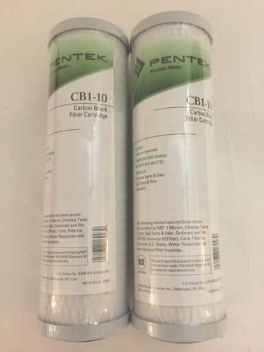 2 Pack Pentek CB1-10 1 Micron Standard 10 Inch Carbon Water Filter 255382-43