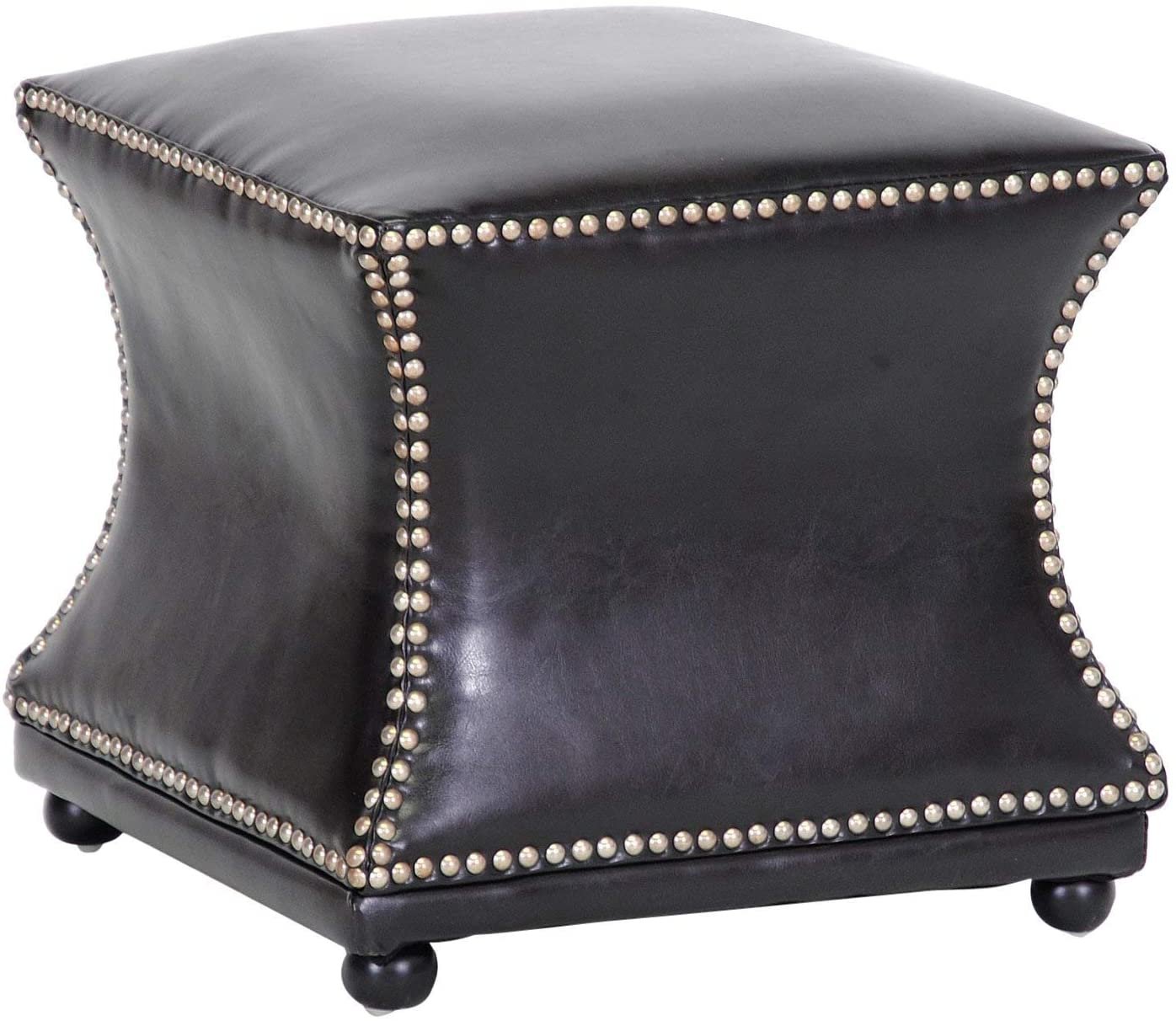 Baxton Studio Ellastone Modern Leather Ottoman, Dark Brown