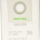 Festool 496186 SELFCLEAN Filter Bag for CT 36, Quantity 5