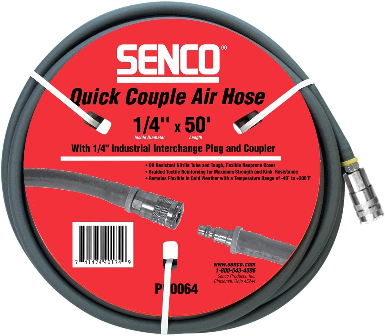 Senco PC0064 Hose 1/4-inch by 50 foot with 1/4 Couple Plug