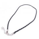 BLACK & BROWN GENUINE LEATHER NECKLACE W/ LOBSTER CLASP & EXTENSION 50 CM (1PCS)