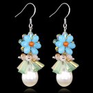 Pure Handmade Pearl Crystal Flower Earrings（2 Colors）