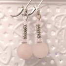 Earrings Rose Pink Natural Gray Czech Tibetan Silver Antique Beads 7010