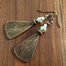 Earrings Dangle Drop Charm Boho Blue Vintage Flower Bronze 7015