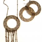 Pendant Necklace Women Bronze Earrings Set Boho Style Charm Jewelry