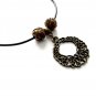 Earrings Set Necklace Pendant Women Cord Hook Filigree Vintage Bronze 7019