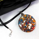 Pendant Women Necklace Leather Cord Natural Gemstone Multicolor Turquoise 1392