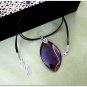 Pendant Natural Agate Gemstone Brown Drop Necklace Leather Cord 1370