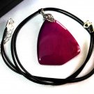 Pendant Women Necklace Leather Cord Natural Gemstone Purple Agate Stone 1387